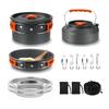 Camping Cookware Set Non-Stick Lightweight Pot Pan Kettle Set with Stainless Steel Plates and
