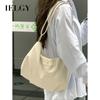 Korean Version Large Capacity, One Shoulder Messenger Tote Bag, Fashionable Soft Leather Pleated Dumpling Bag