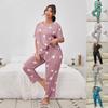 European & American Star Print Pajamas Set: Short-Sleeved Top & Trousers for Women