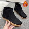 Large Size Comfortable Short Fringed Boots Women's Autumn and Winter New Sweet Versatile Velvet Flat Women's Boots