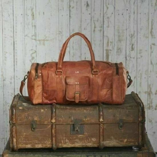 Vintage Duffle Travel Gym Weekend Overnight Bag New Men's Genuine Leather Large