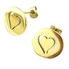 [Q1395] - Handmade 'Love' Gold Steel Earrings - 13x12 Mm