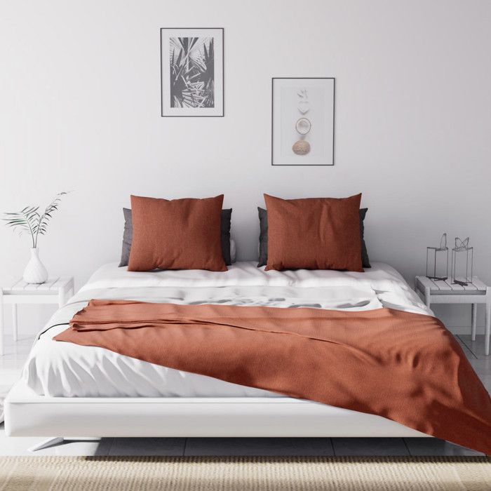 Bed or Sofa Throw 220x240 Cm ADELE Brick, by Soleil D'ocre