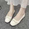 2024 New Fashion Solid Color Square Toe Slip-on Women's Flat Shoes Bow Shallow Mouth Simple Daily Style Women's Flat Shoes