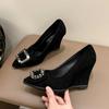 Women's Shoes High Heels Luxury Pumps Wedges Elegant Heel Woman Trend Pointed Toe Dress Stripper Black Sexy Slip-on Offer Party