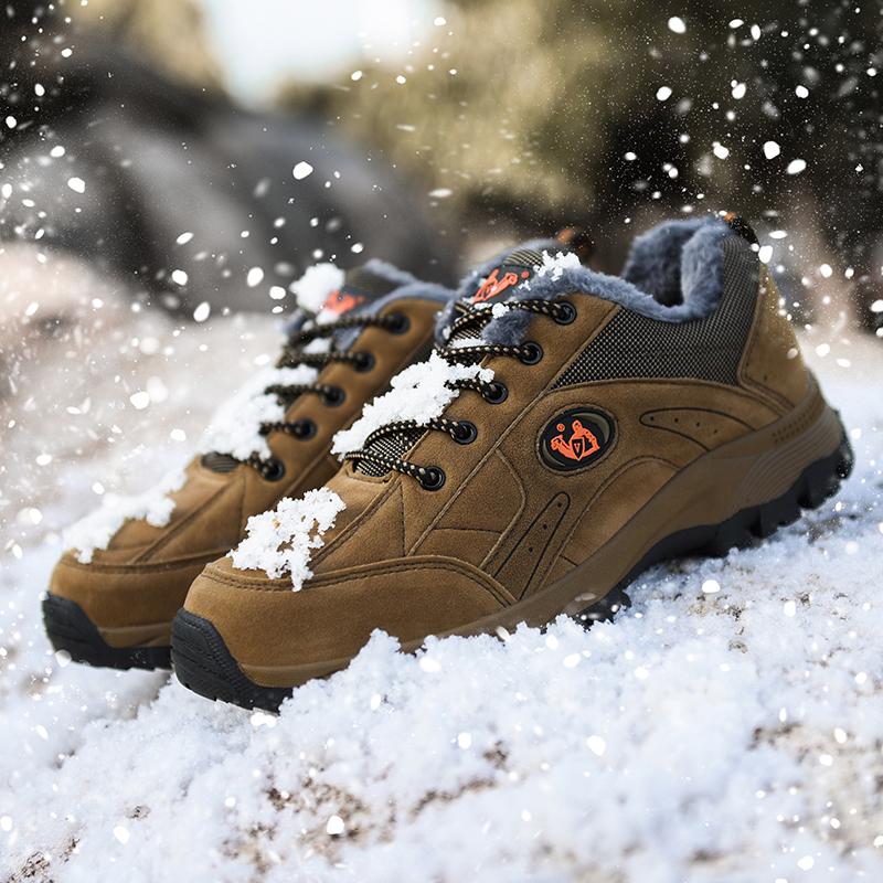 Winter Fur Warm Men's Hiking Shoes Wear-resistant Hunting Tactical Sneakers Women Trekking Mountain Shoes Unisex 36-48