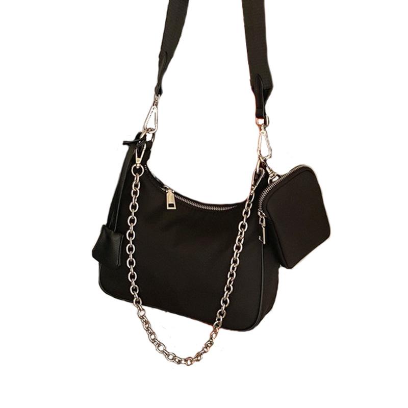Women Vintage Nylon Shoulder Hobo Bags Fashion Chain Underarm Crossbody Bags CLE