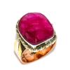 Red Ruby(Simulated) Handmade 925 Sterling Silver TwoTone Gift Ring S.7.5 Y1r46