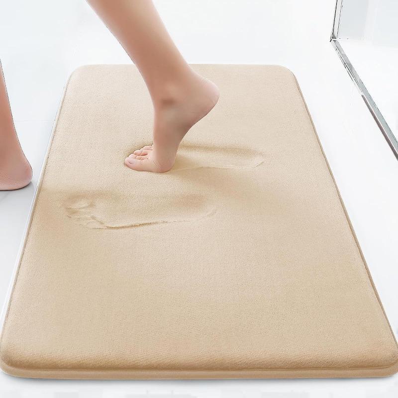 Absorbent Memory Foam Carpet Non-Slip Bathroom Toilet Bath Mat Soft Shower Decorative Rug Sponge Flat Bathtub Anti-skid