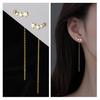 Trendy Silver 925 Sterling Earring for Women Jewelry Shiny Crystal Star Earring Girl Fashion Gold Long Tassel Accessories Lady