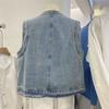Vest for Women Cotton Lace Vintage Sleeveless Jacket Women Casual Vests Sleeveless Tops Denim Vest