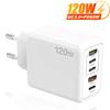 5 Ports USB C PD Charger Fast Charging PD Quick Charge 3.0 USB C Phone Charger Adapter For iPhone 16 15 14 13 Xiaomi Samsung
