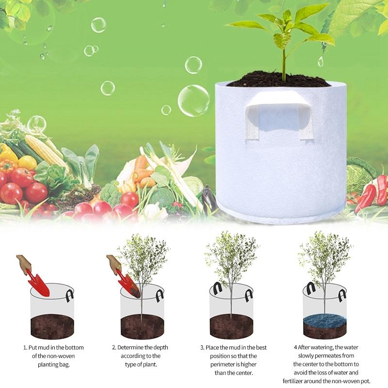 5PCS Non-woven Fabric Tree Planting Bags Thickened White Large Saplings Seedling Pots Garden Flower Pots Nursery Grow Bags