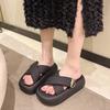 Crossed Platform Slippers 2025 Summer New Women Wear French Retro Fashion Casual Internet Celebrity One-word