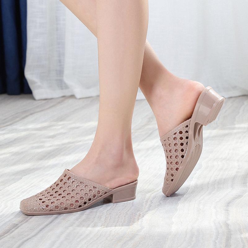 Women's Summer Mid-Heel Beach Slippers: Non-Slip, Fashionable Korean Style with Thickened Sole