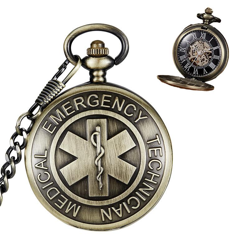 New Vintage Bronze Clamshell Automatic Mechanical Roman Numerals Pocket Watch for Men and Women Students