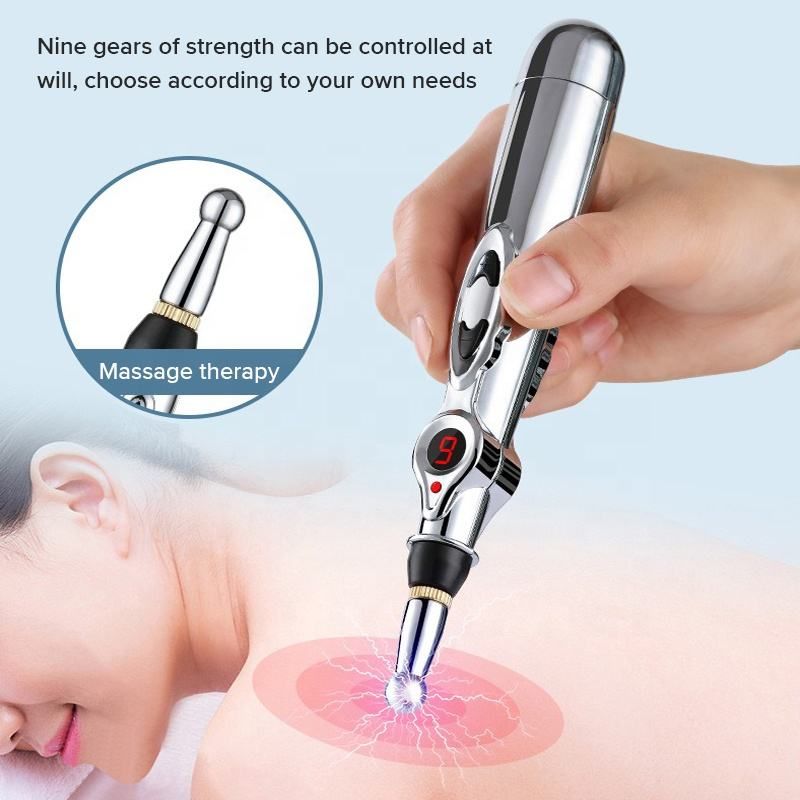 Nine-speed Intelligent Micro-electric Pulse-regulated Electronic Acupuncture Point Pen Meridian Energy Pen Multi-head Exchangeable Massage Pen Relax