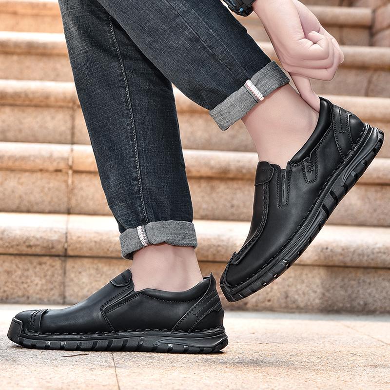 38-46 Retro Cow Leather Shoes Men Loafers Handmade Casual Leather Shoes Moccasins Men Flats Shoes