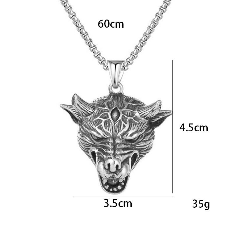 Stainless Steel Domineering Wolf Head Men'S Necklace Fashionable Personality Versatile Sweater Chain