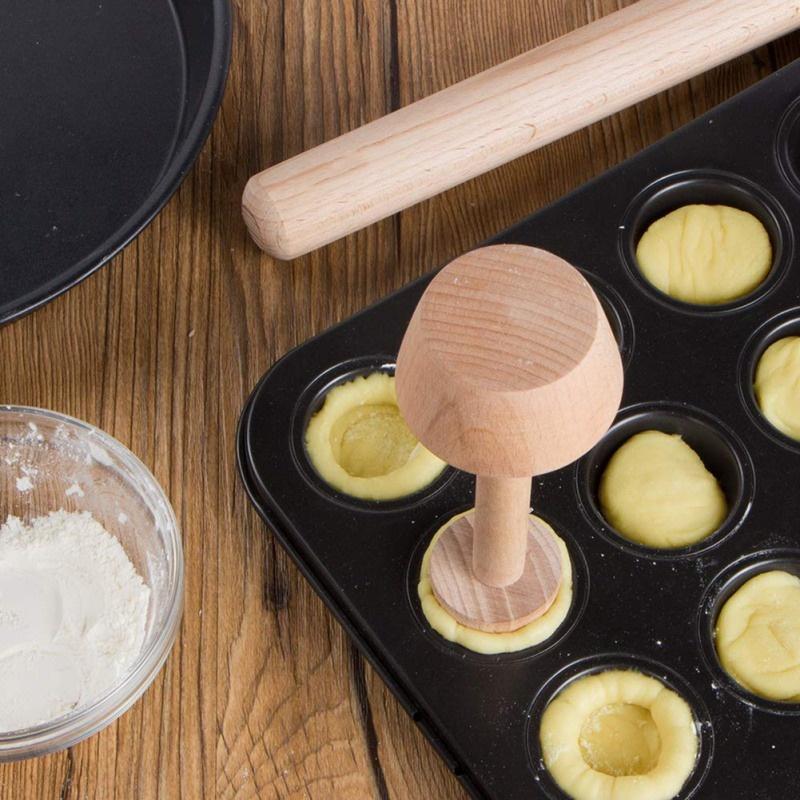 Kitchen Gadgets Wood Egg Tart Pusher Double Side Tart Tamper Kitchen Tools