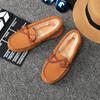 Women Winter Warm 100% Genuine Leather Flat Shoes Casual Loafers Slip On Women's Flats Plush Shoes Moccasins Lady 2024