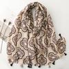 Spring and Summer Cotton and Linen Scarf with Beautiful Women's Style Four-leaf Flower Window Tassel Scarf Warm Shawl