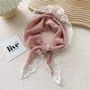 Cotton Linen Lace Triangular Scarf For Women In Spring Autumn And Summer Small Floral Small Scarf Headband Decoration Thin Style Wrapped Silk Scarf
