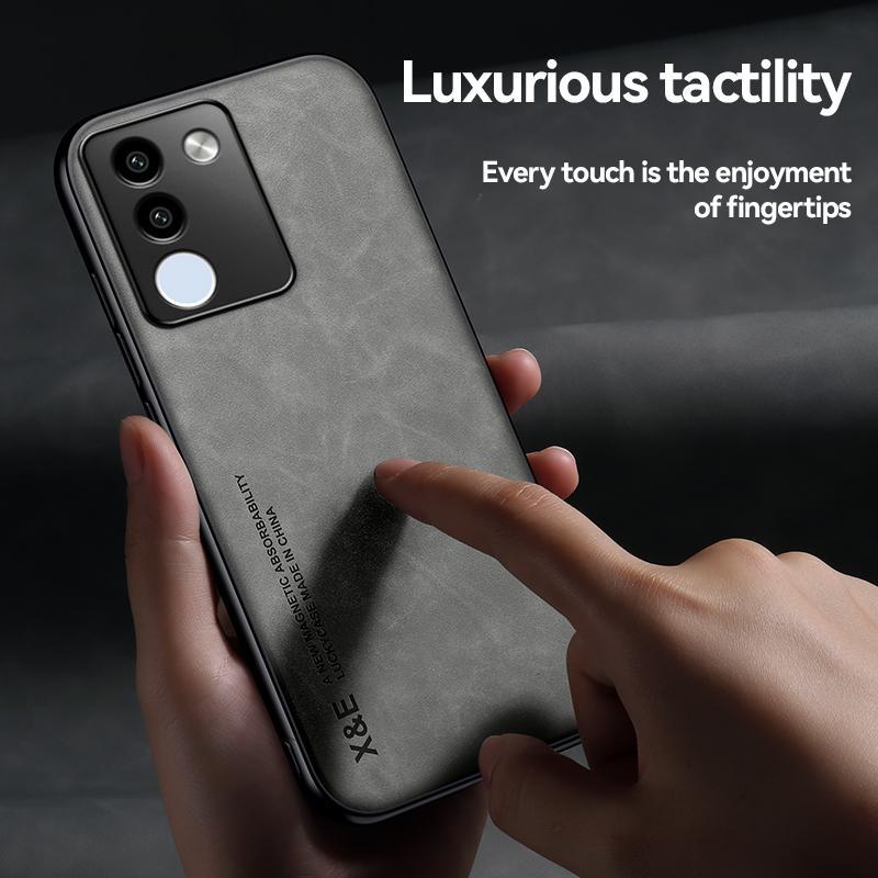 Magnetic Luxury Leather Phone Case for VIVO V29E V29Lite V27E V25 V15Pro V11i Z5 Z3i U3X Cover with Metal Plate Support Car Hold
