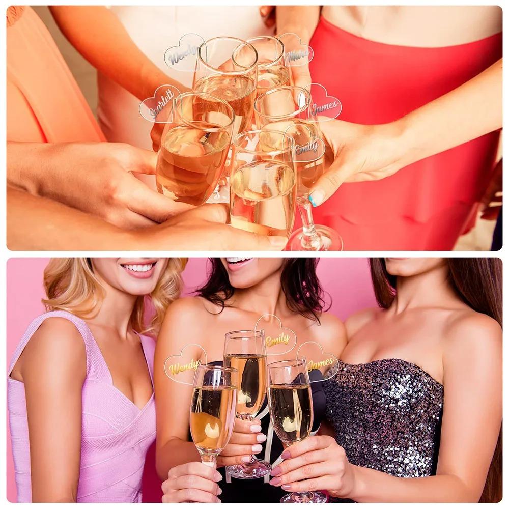 30Pcs/Set Love Heart Shape Wine Glass Tags Bar Kitchen Party Decoration