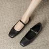 Women's Flats Elegant Soft Sole Ballet Shoes Square Head Single Shoe Mary Jane Shoes High Quality Small Leather Shoes for Women