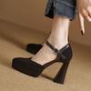 Women's Summer Footwear Stripper Shoes for Woman 2024 Sandals Evening Platform Pointed Toe Super High Heel Block Chunky Heels