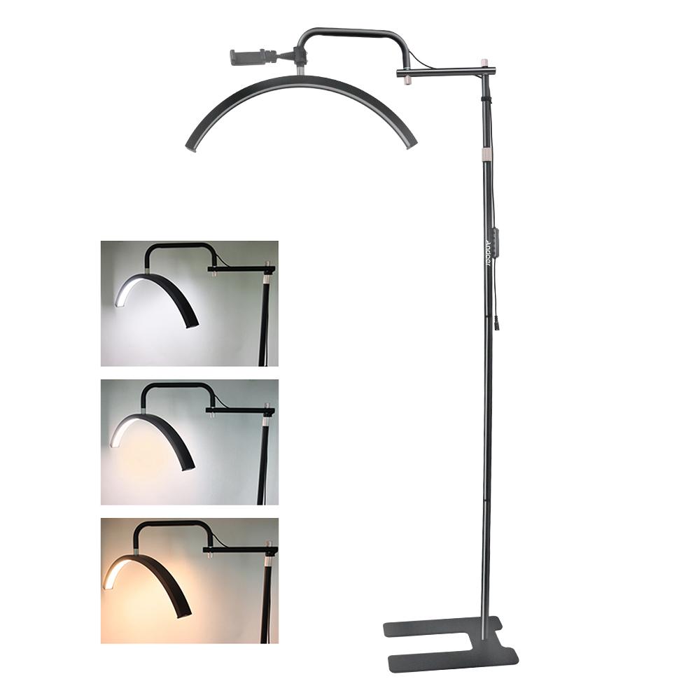 Andoer 36W Half-moon Shaped Fill Light Floor LED Video Light 3200K-5600K Dimmable with Metal Light