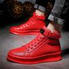 Autumn Men Ankle Boots High -Cut Solid Sneakers Lace -Up Motorcycle Boots Platform Skateboard Sport Trainers Shoes Nightclub Shoes