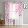 Japanese Style Sakura Texture Sheer Voile Window Curtains Tulle Curtains Living Room Balcony Decoration Drapes
