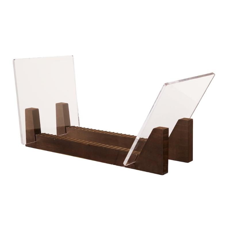 Vinyl Record Storage Holder Large Capacity Display Stand with Clear Acrylic Ends Modern Solid Wooen for LP Album Deskop