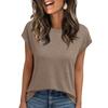 Women Work Casual Fashion Short-sleeved Round Neck Solid Color T-shirt Top