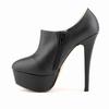 Autumn Winter Women Boots Fashion Sexy Stilettos 14cm Round Toes High Heels Ladies Platform Pumps Leather Party Shoes Large Size