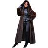 Women's Mink Fur Hooded Belted Long Coat In Coffee Brown