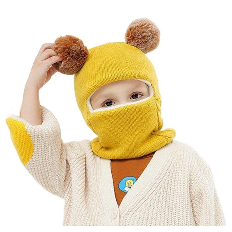 Doitbest Baby Boy Beanie Protect Neck Solid Windproof Winter Child Infant Knit Hat Knitted Warm Fleece Kids Girls Earflap Caps