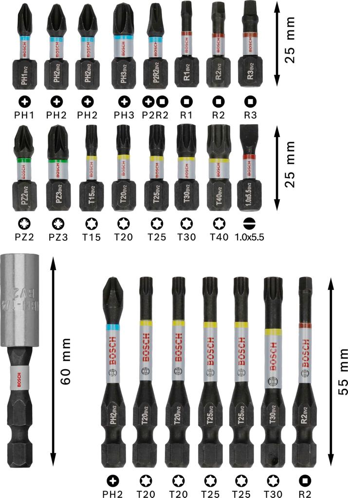 BOSCH Professional Screwdriver Bit Set, 24 Pieces