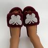 Warm Plush Slippers Women Slides Flat Heels Fluffy Fur Women Shoes String Bead Pearl Butterfly Knot Home Indoor Fur Slippers