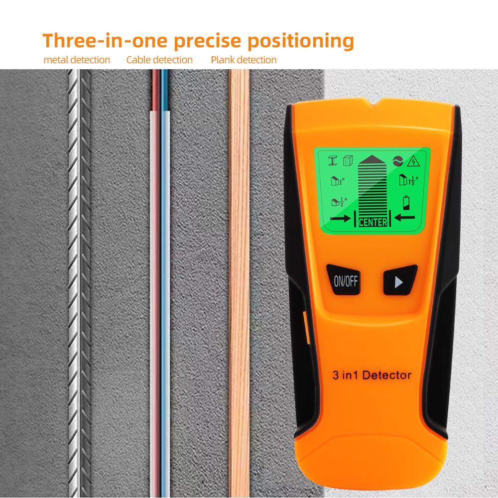 3 In 1 Wall Metal Detector Depth Professional Find Metal Wood Studs AC Voltage Live Wire Detect Wall Scanner Electric Box Finder