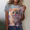Women's T-Shirt Animal Cute Cat 3D Printed Oversized T-Shirt Summer New Fashion Women Clothing Y2k Female Tops Girl Tees