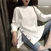 New Early Autumn Women's Clothing Korean Version of Internet Celebrity Autumn Clothes Solid Color Long-sleeved T-shirt Women's Loose Student Slit Top