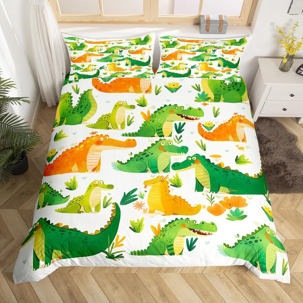 Cartoon Animals Duvet Cover Cute Giraffe Monkey Tiger Elephant Bedding Set Lovely Wildlife Comforter Cover Polyester Quilt Cover