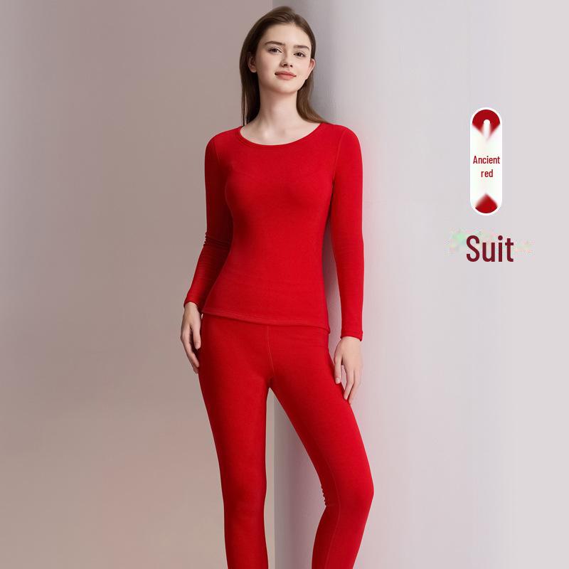 Women's Wool Thermal Underwear Set - Thickened Brushed Edge for Autumn and Winter Warmth