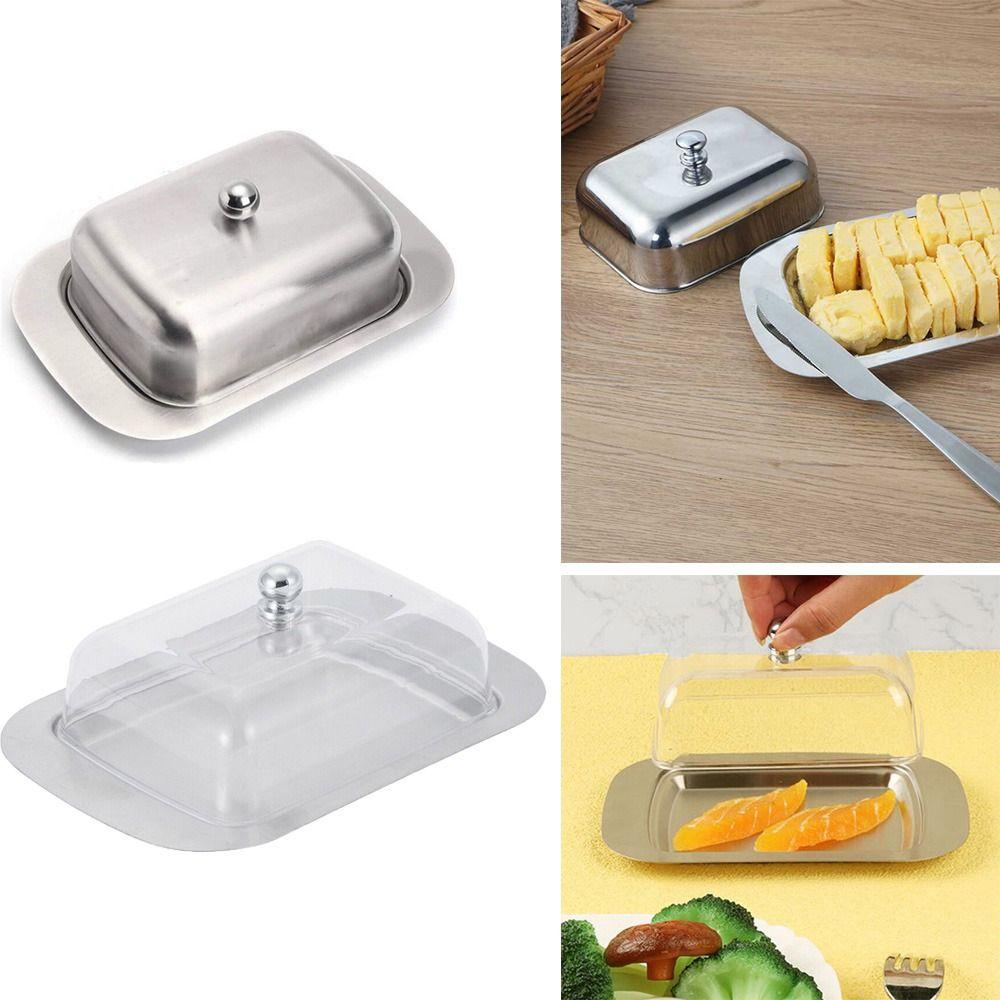 Stainless Steel Butter Tray Sealing Cheese Storage Keeper Butter Dish With Lid Kitchen Dinnerware