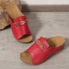 Summer New Large-size Slippers Casual Wedge Heel Light One-character Women's Cool Slippers