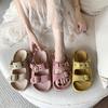 Thick-bottomed Heightening Cool Slippers Women's New Soft Leather Flat-bottomed Casual Belt Buckle One-word Slippers In Summer 2025