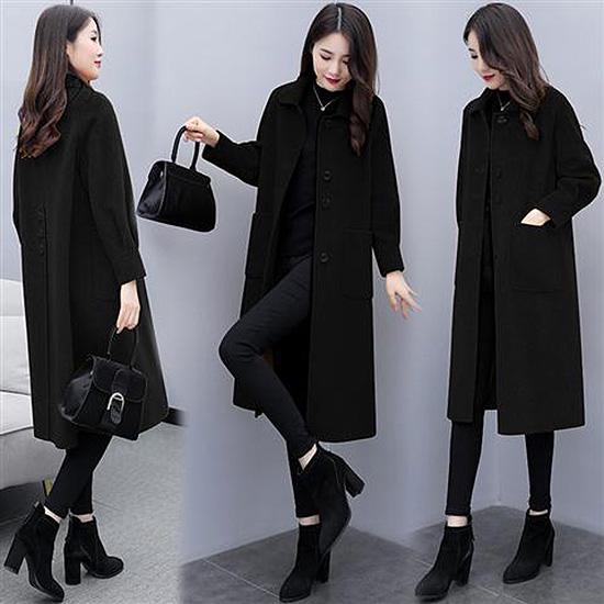 Women Coat Winter Woollen Blends Coats Autumn Winter Long Sleeve Casual Outwear Jackets Coat